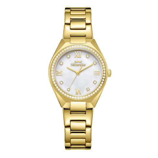 Slazenger Crystals White Dial Gold Watch - SL.09.2590.3.120