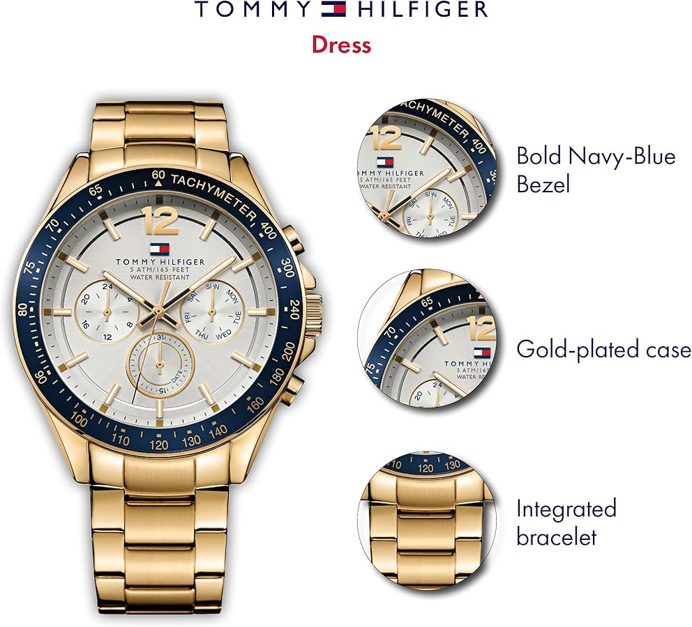 Tommy Hilfiger Luke Multifunction White Dial Gold Men's Watch - 1791121