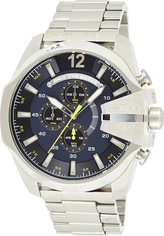Diesel Mega Chief Blue Dial Men's Silver Watch DZ4465