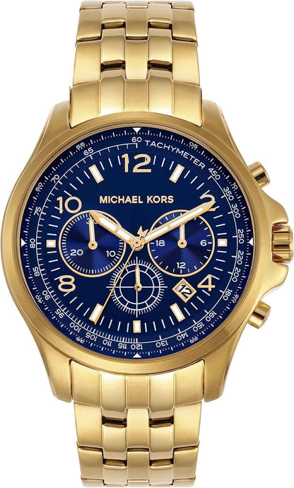 Michael Kors Oversized Pilot Chronograph Blue Dial Gold Men's Watch - MK9125