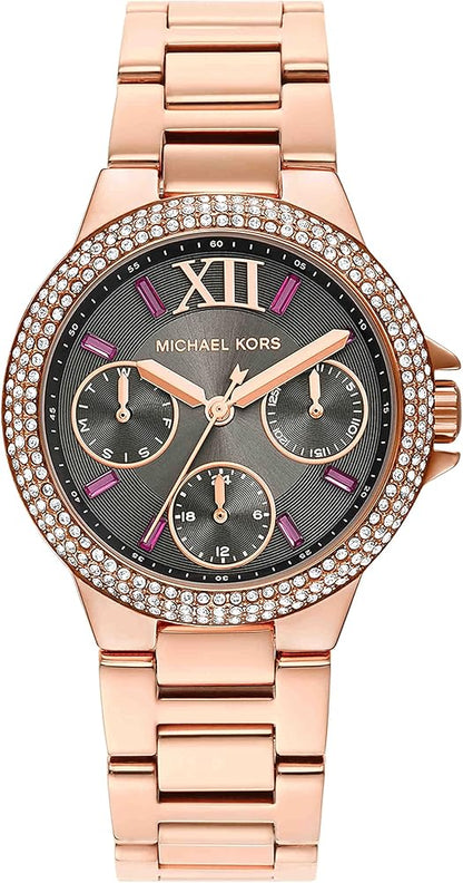 Michael Kors Camille Multifunction Dark Grey Dial Rose-gold Women's Watch - MK6983