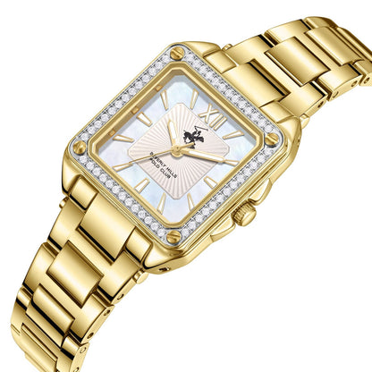 Beverly Hills Polo Club All Gold Square Diamond Watch BP3671C.120