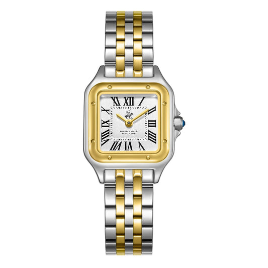 Beverly Hills Polo Club Roman Numeral Two-Tone Square Watch BP3755C.231
