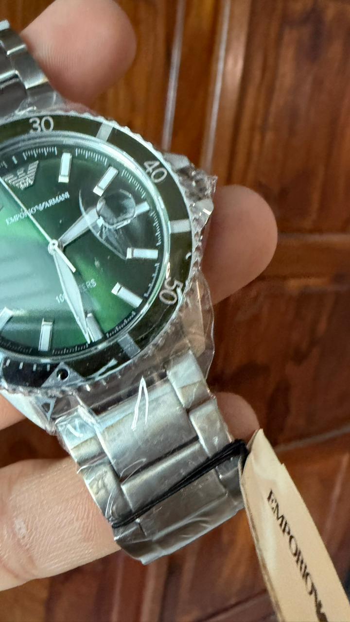 Emporio Armani Diver Three-Hand Date Green Dial Silver Men's Watch - AR11338 (DEFECT)