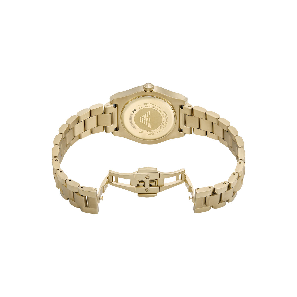 Emporio Armani Three-Hand Gold-Tone Brown Dial Stainless Steel Watch AR11700