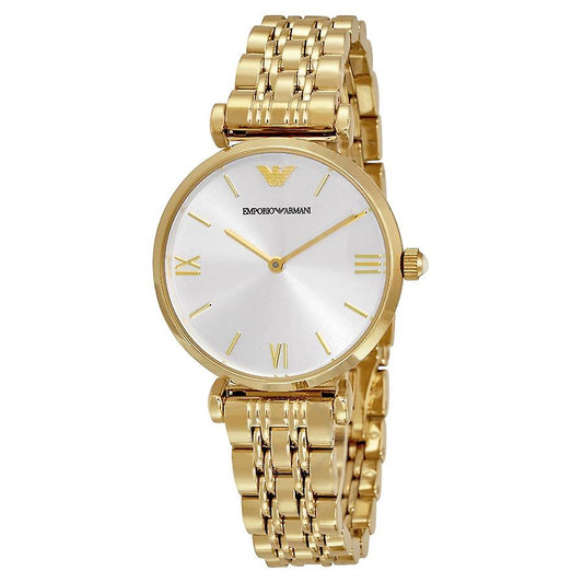 EMPORIO ARMANI Classic Silver Dial Gold-tone Ladies Watch AR1877