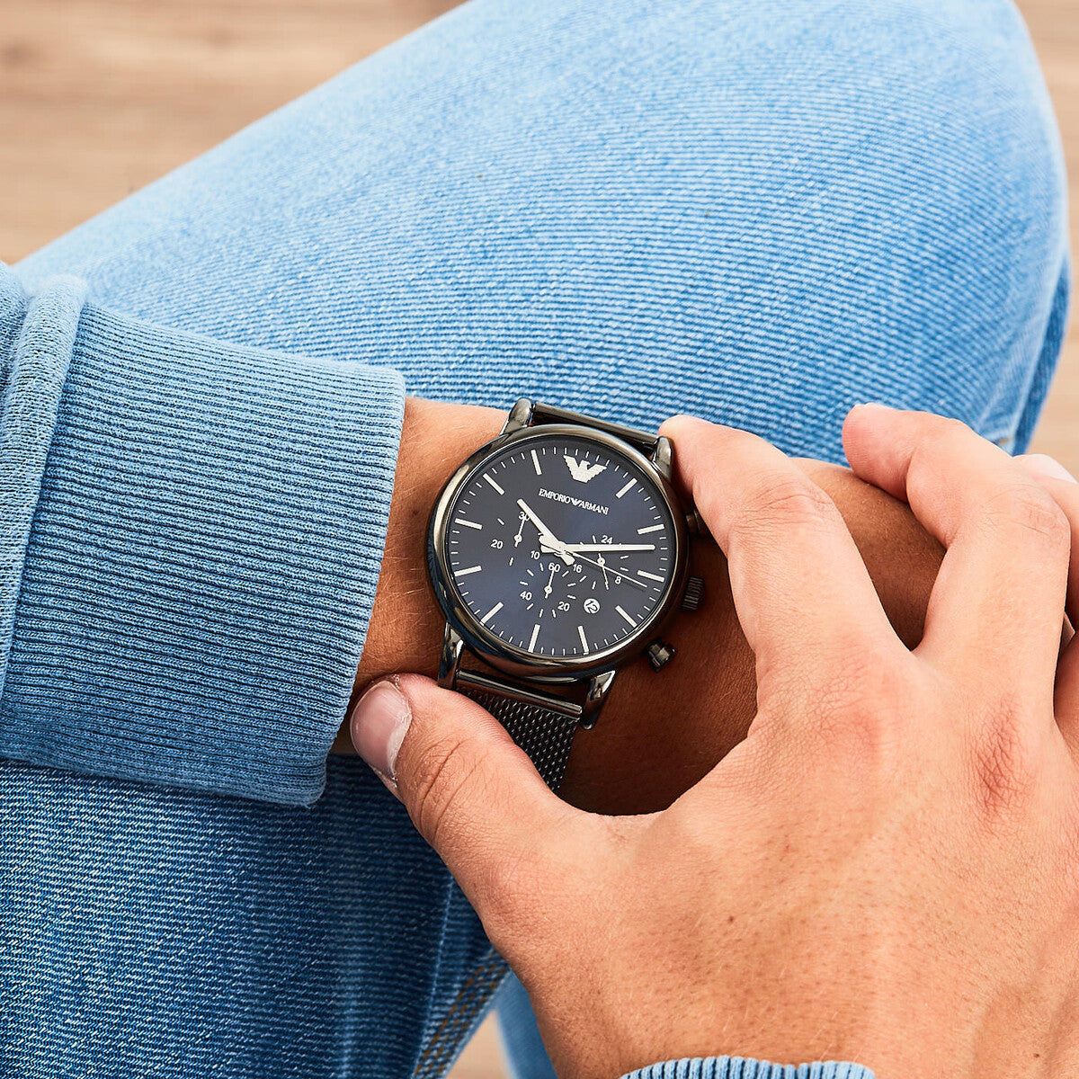 Emporio Armani Classic Gunmetal Chronograph Dial Men's Watch AR1979