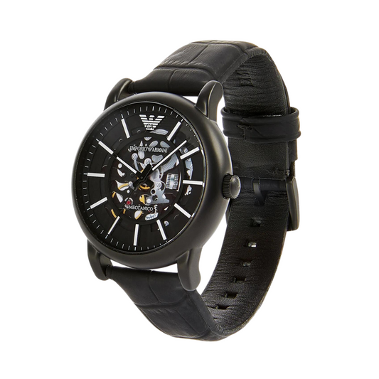 Emporio Armani Luigi Automatic Black Leather Men's Watch AR60008