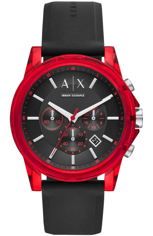 Armani Exchange Outerbanks Red Silicon Strap Men's Watch AX1338