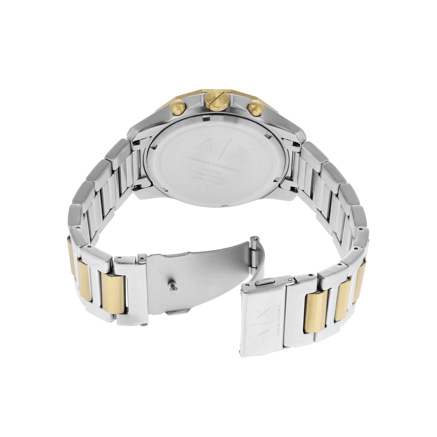 Armani Exchange Men’s Quartz Two Tone Stainless Steel Black Dial 44mm Watch AX7148