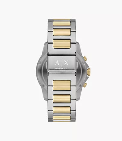 Armani Exchange Men’s Quartz Two Tone Stainless Steel Black Dial 44mm Watch AX7148