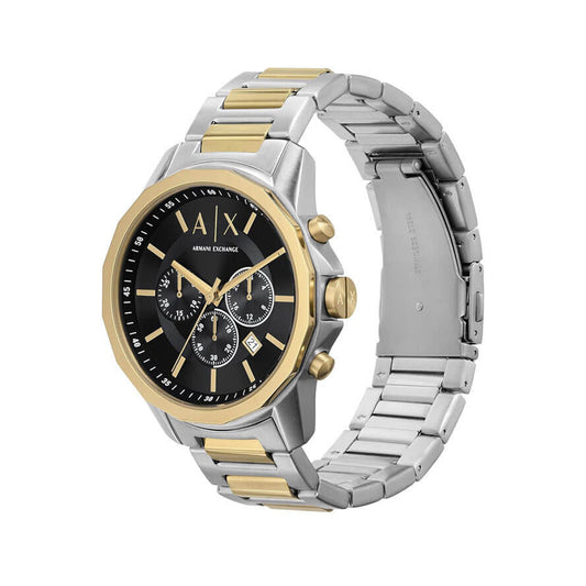 Armani Exchange Men’s Quartz Two Tone Stainless Steel Black Dial 44mm Watch AX7148