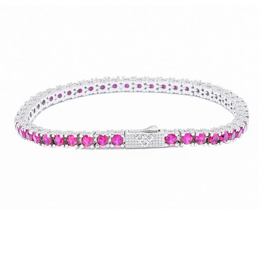 Big Daddy 4MM Silver Ruby Tennis Bracelet