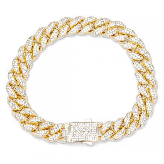 Big Daddy 12MM Gold Diamond Cuban Link Bracelet