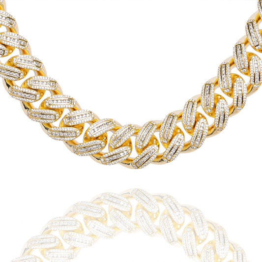 Big Daddy 18MM Baguette Gold Iced Out Cuban Link Chain