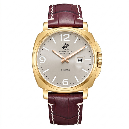 Beverly Hills Polo Club 5 Years Gold Red Leather Watch BP3867X.162