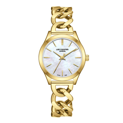Lee Cooper Classic White MOP Dial Gold Link Bracelet Watch - LC08291.120