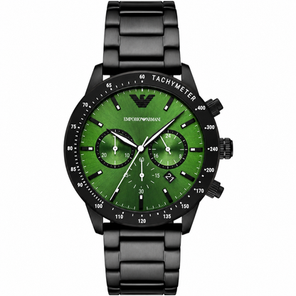 Emporio Armani Chronograph Green Dial Black Men's Watch AR11472