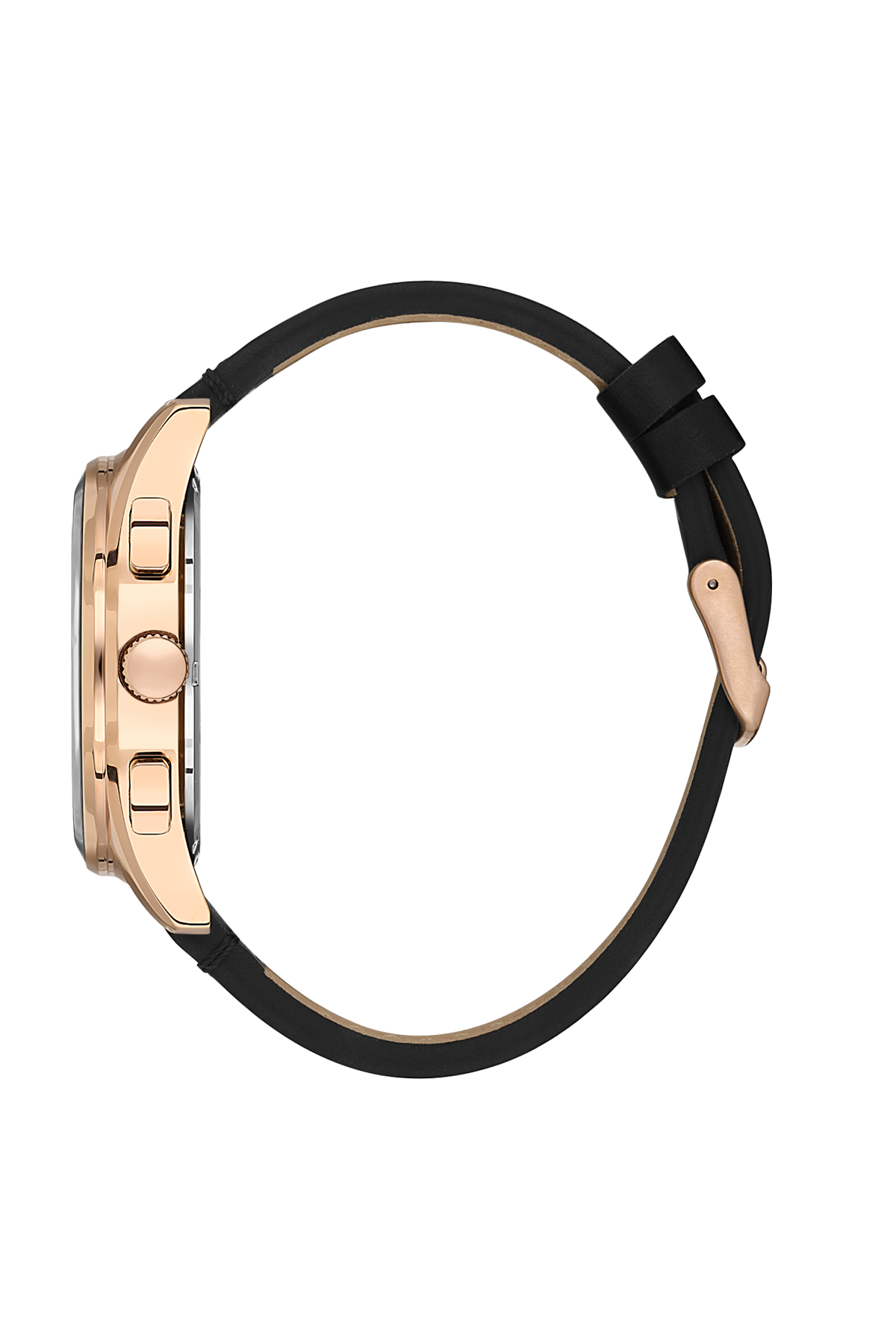 Daniel Klein Exclusive Black Dial and Genuine Leather Strap Rose Gold Watch - DK.1.13902-3