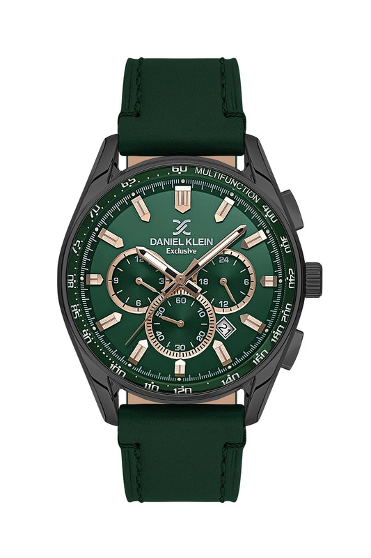 Daniel Klein Exclusive Green Dial Olive Genuine Leather Watch - DK.1.13902-5