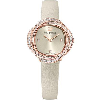 Swarovski Crystalline Aura Pave Ring Ivory Dial Rose Gold Tone Women's Watch 5552424