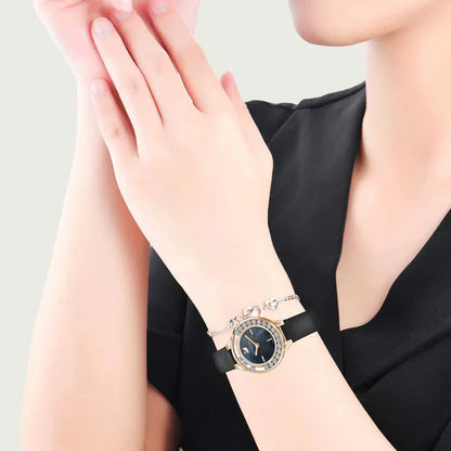 Swarovski Lovely Crystals Analog Black Dial Black Leather Strap Women's Watch 5301877