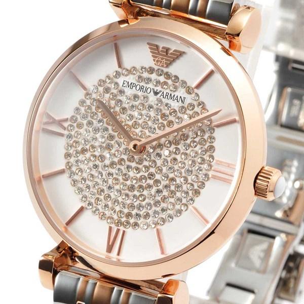 Emporio Armani White Crystal Pave Dial Two-tone Ladies Watch AR1926