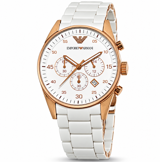 Emporio Armani Sport Chronograph White Silicone-wrapped Stainless Men's Watch AR5919