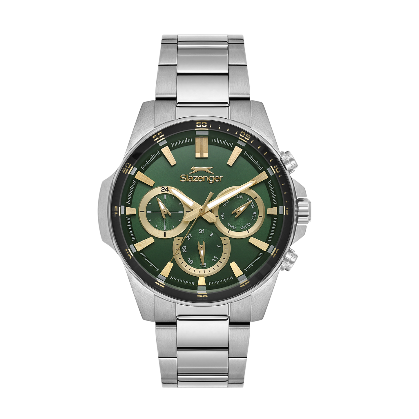 Slazenger Sporty Multifuntion Green Dial Silver Watch - SL.09.2456.2.04