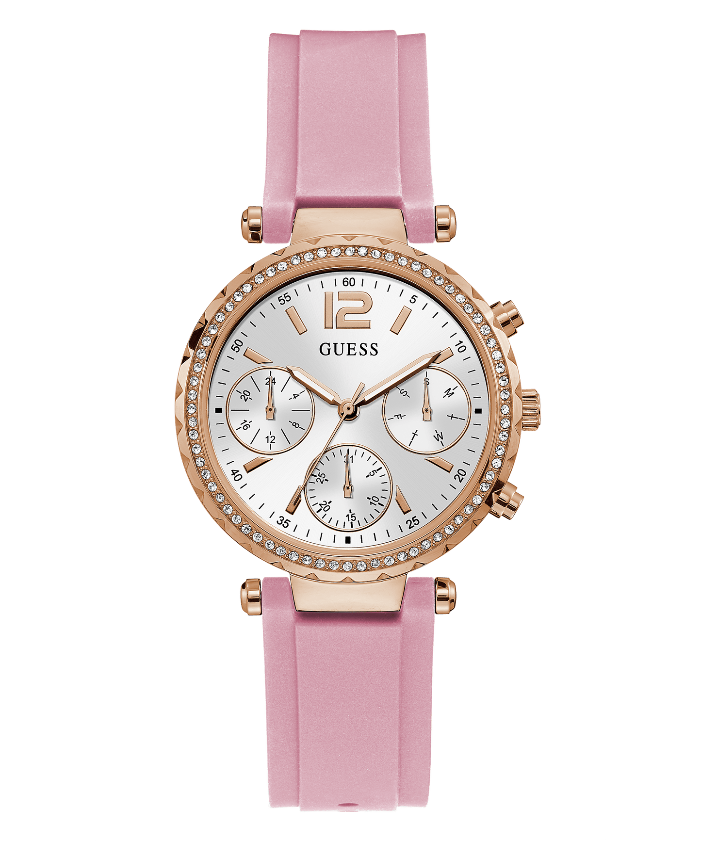 Guess Solstice Rose Gold Silicone Women's Watch GW0113L4