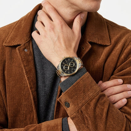 Armani Exchange Dante Multifunction Black Dial Two-Tone Watch - AX1865