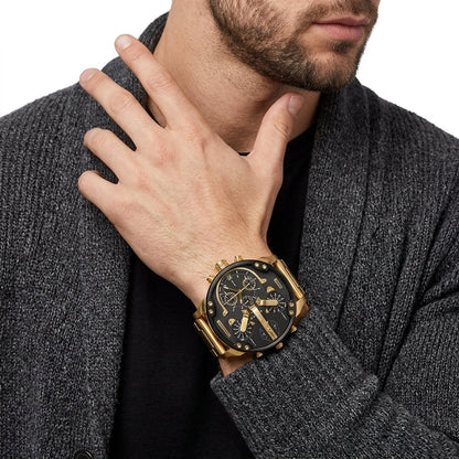 Diesel Mr. Daddy 2.0 Black Dial Gold Chronograph Men's Watch DZ7333