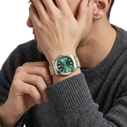 Beverly Hills Polo Club Classy Green Dial Two-Tone Date Watch - BP3810X.570