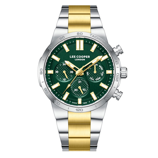 Lee Cooper Chronograph Green Dial Two Tone Watch - LC08293.270