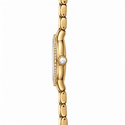 Emporio Armani Mia Crystals Gold Dial Gold Steel Strap Watch AR11609