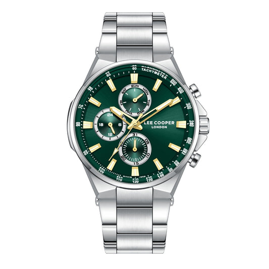 Lee Cooper Jules Multifunction Green Dial Silver Watch - LC08219.370
