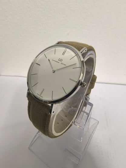 Lorenzen Dilimi Slim White Dial Beige Suede Strap Men's Watch (Pre-Owned)