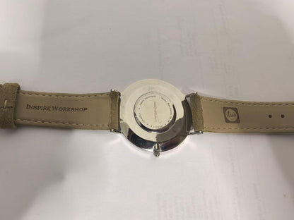 Lorenzen Dilimi Slim White Dial Beige Suede Strap Men's Watch (Pre-Owned)