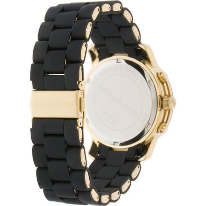 Michael Kors Runway Chronograph Black Rubber and Gold Strap Watch - MK5191