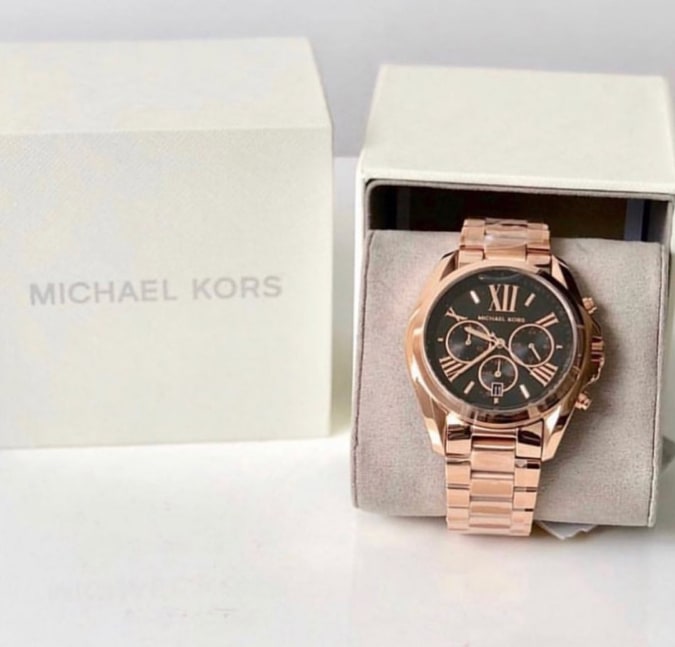 Michael Kors Bradshaw Black Dial Rose Gold Watch MK5854