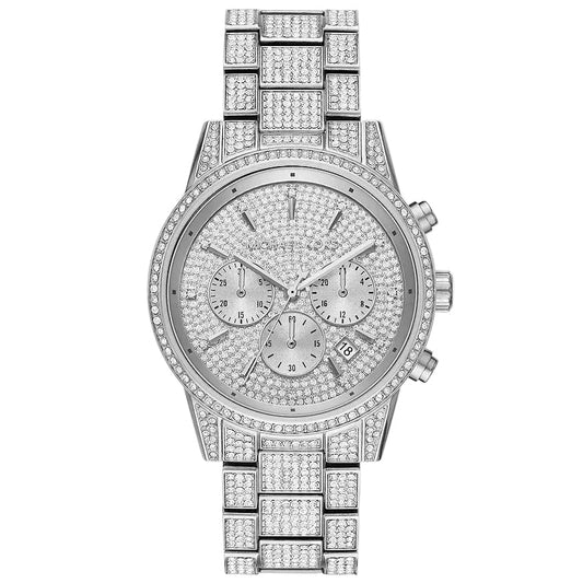 Michael Kors Ritz Pavé Silver-Tone Chronograph Women's Watch - MK6746