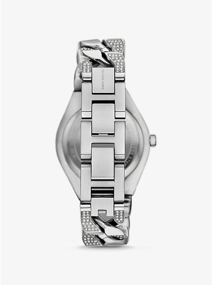 Michael Kors Lennox Pavé Silver-Tone Curb-Link Women's Watch - MK7488