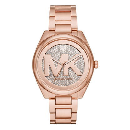 Michael Kors Janelle Rose Gold-Tone Pavé Logo Women's Watch - MK7312