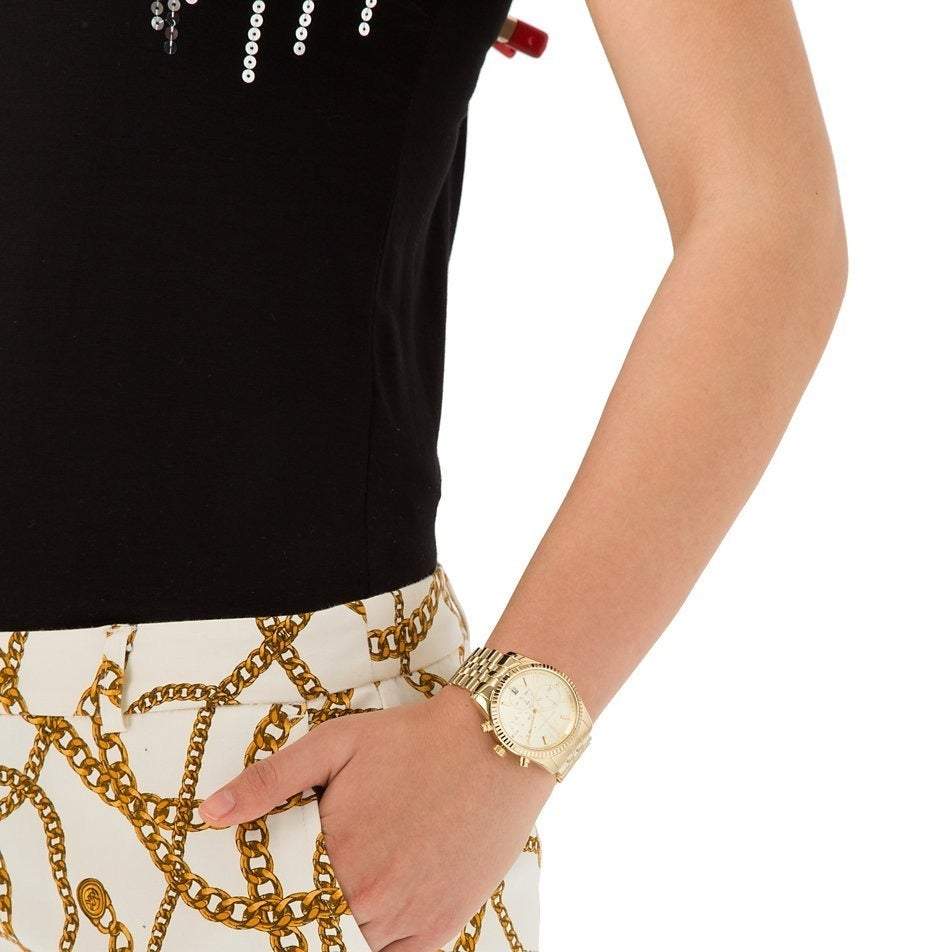 Michael Kors Lexington Chrono Champagne Dial Gold Ladies Watch MK5556