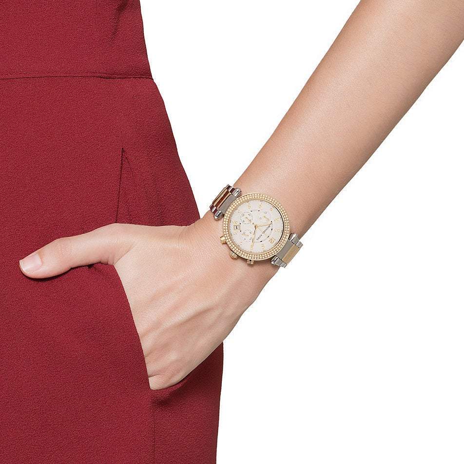 Michael Kors Parker Glitz Silver Dial Two-tone Women's Watch MK5626