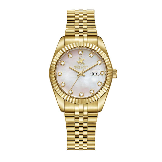 Beverly Hills Polo Club Mother Pearl All Gold Diamond Watch BP3654X.120