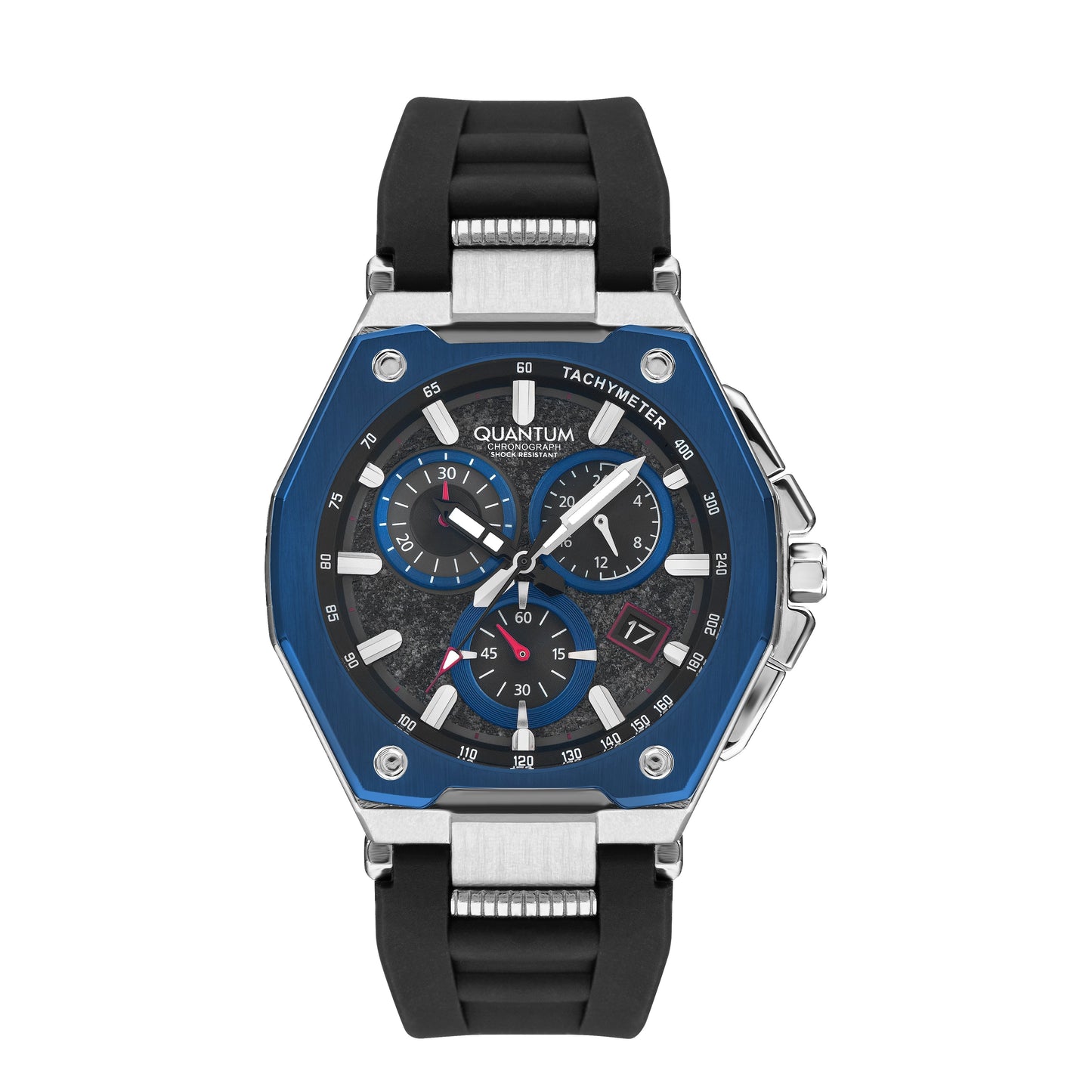 Quantum Men's Black Chronograph Silicone Strap Watch – PWG1005.051