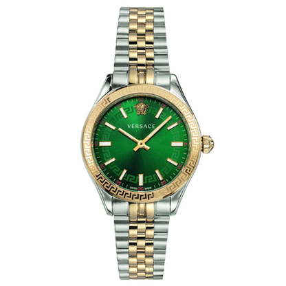 Versace Hellenyium Quartz Green Dial Two Tone Steel Strap Women's Watch - VEHU00420