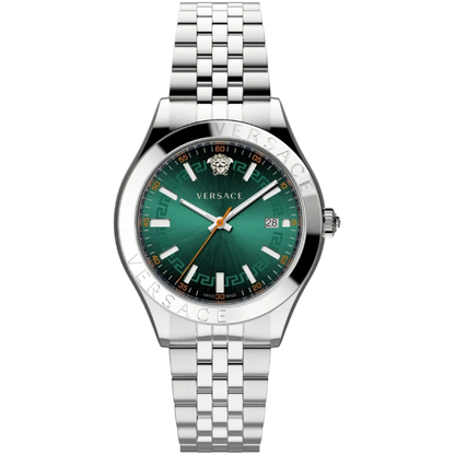 Versace Hellenyium Silver Green Dial Men's Watch VEVK01021