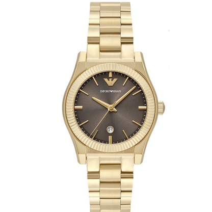Emporio Armani Three-Hand Gold-Tone Brown Dial Stainless Steel Watch AR11700